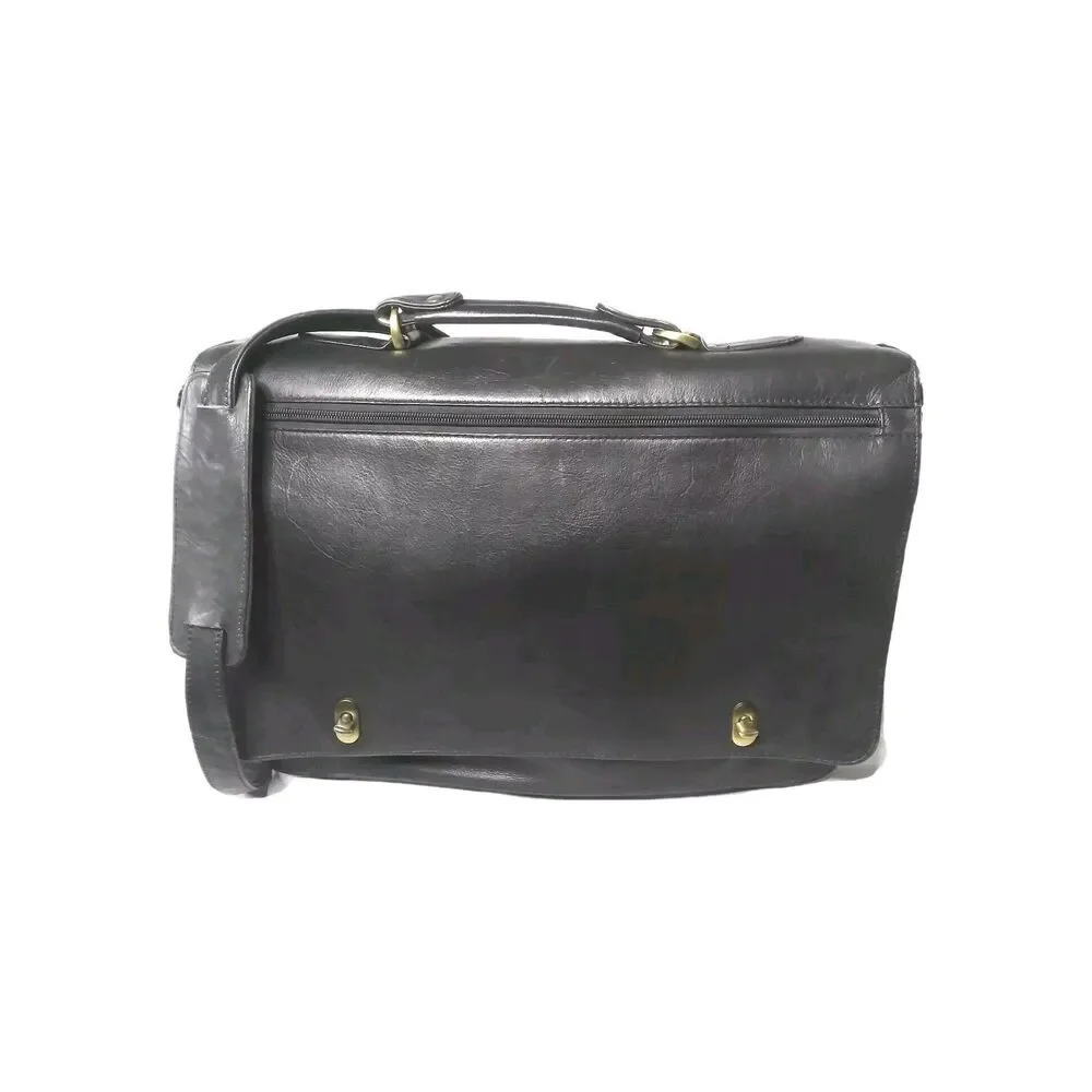Vintage Boulder Ridge Leather Briefcase Black Shoulder Bag Messenger